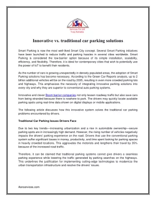 Innovative vs. traditional car parking solutions