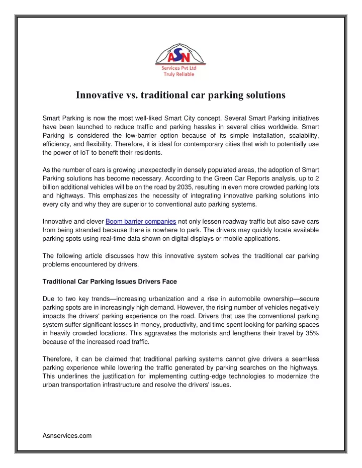 innovative vs traditional car parking solutions