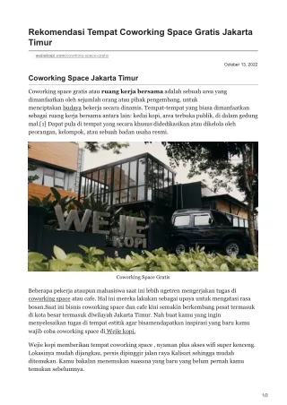 DocumentRekomendasi Tempat Coworking Space Gratis Jakarta Timur
