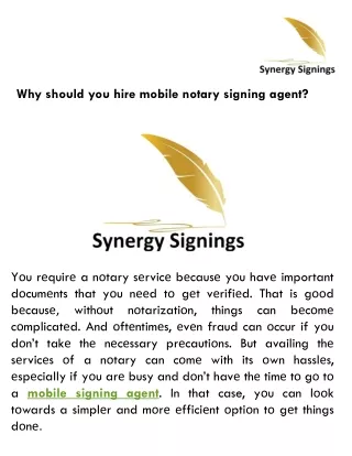 Why should you hire mobile notary signing agent