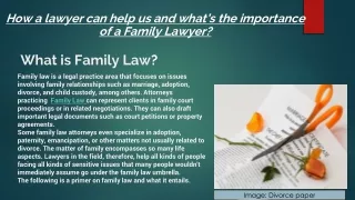A family lawyer is important in law services.