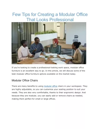 few tips for creating a modular office that looks