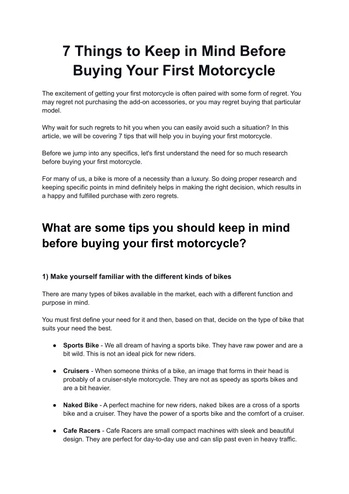 7 things to keep in mind before buying your first