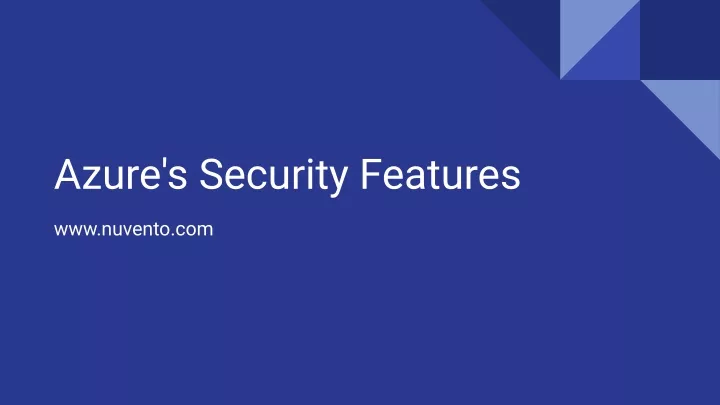 azure s security features