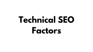 Technical SEO Factors