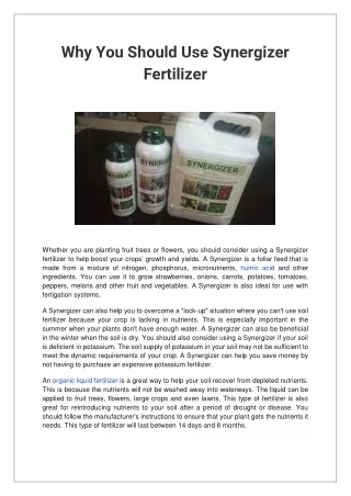 why you should use synergizer fertilizer