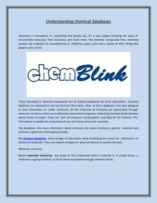 Understanding chemical databases