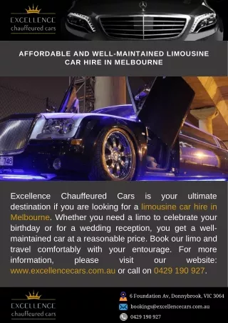 Affordable and well-maintained limousine car hire in Melbourne