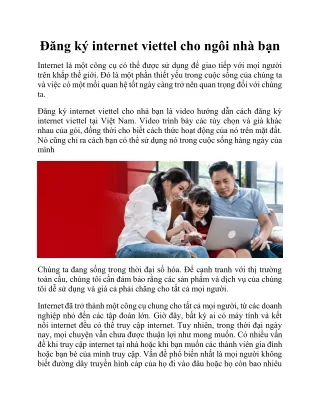 Đăng ký internet viettel cho ngôi nhà bạn