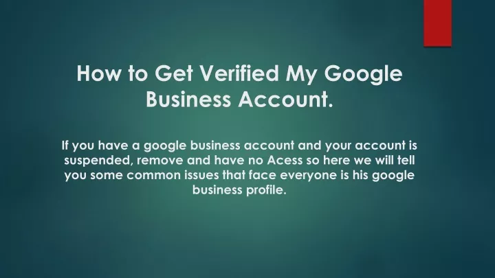 how to get verified my google business account