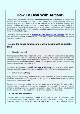 how to deal with autism