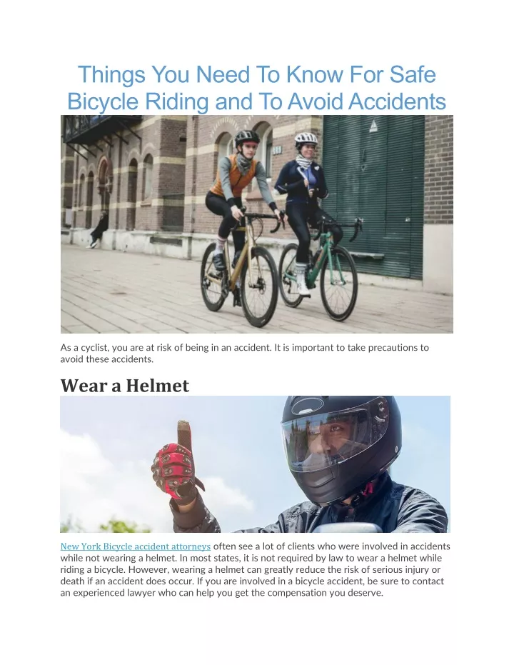 things you need to know for safe bicycle riding