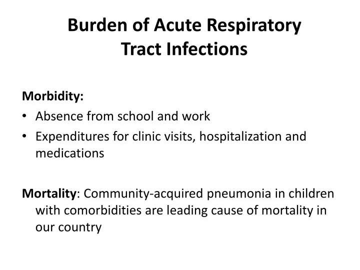 burden of acute respiratory tract infections
