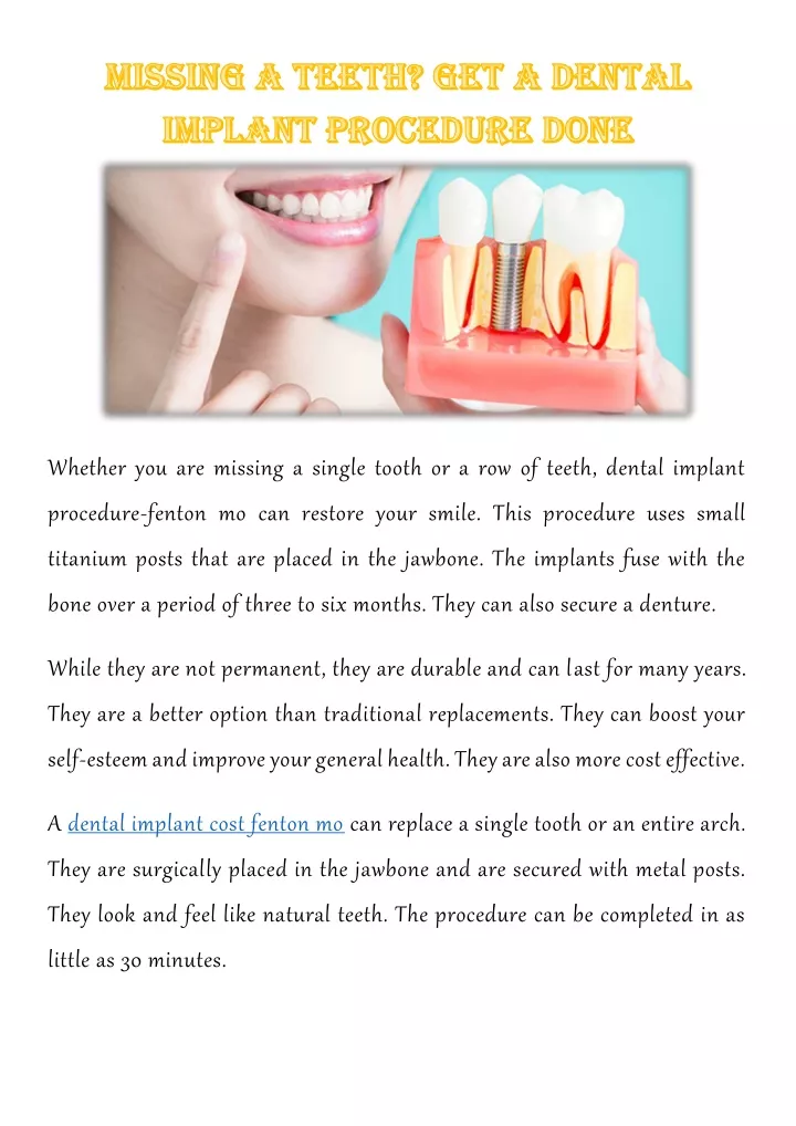 whether you are missing a single tooth