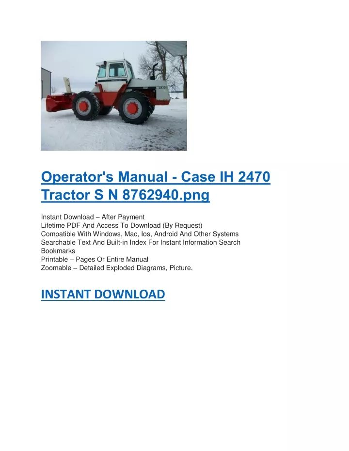 operator s manual case ih 2470 tractor