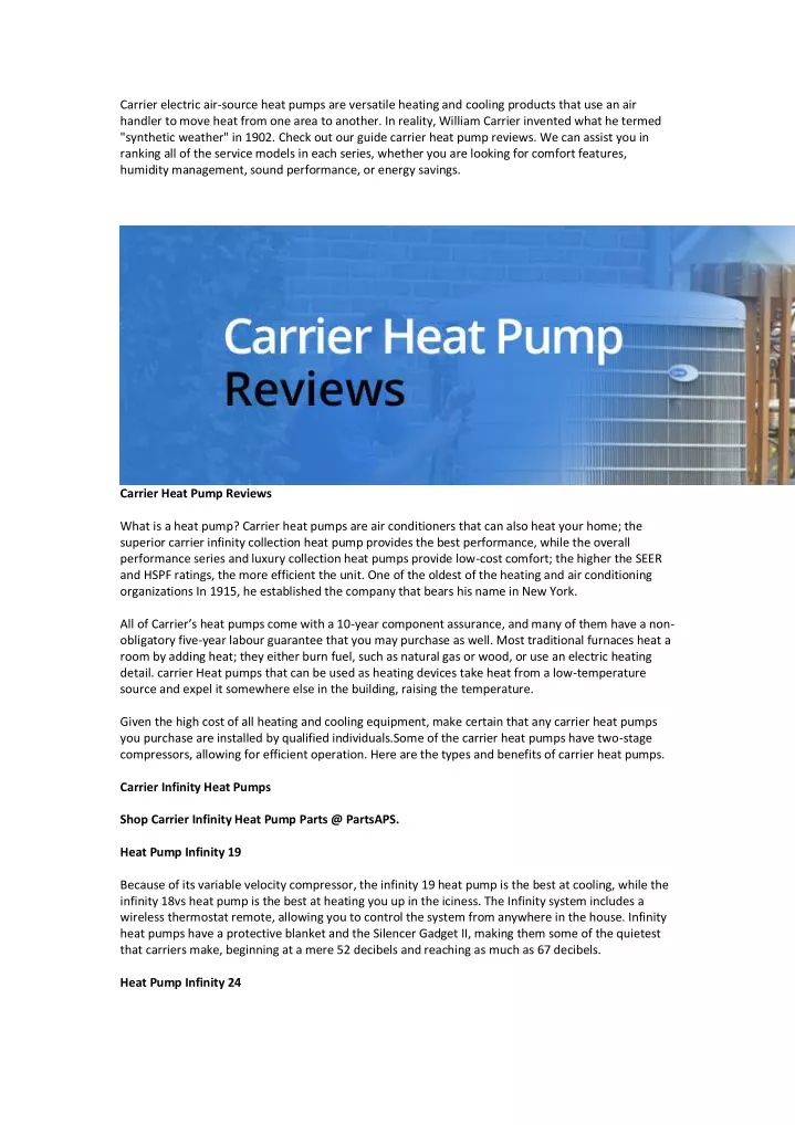 carrier electric air source heat pumps