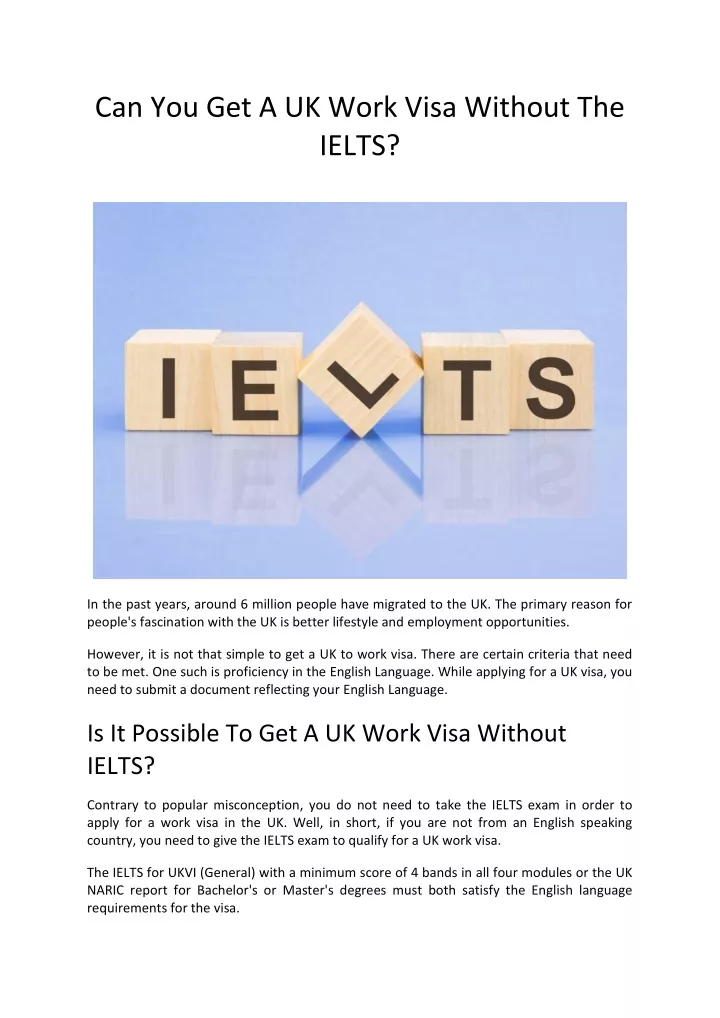 can you get a uk work visa without the ielts