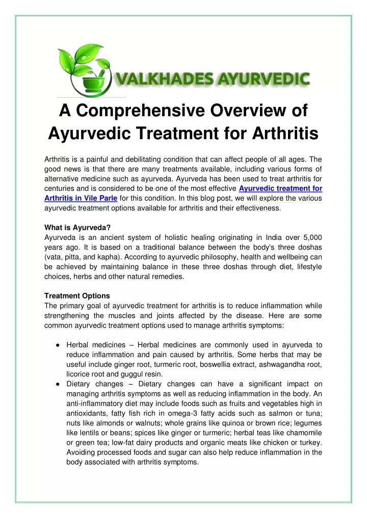 a comprehensive overview of ayurvedic treatment