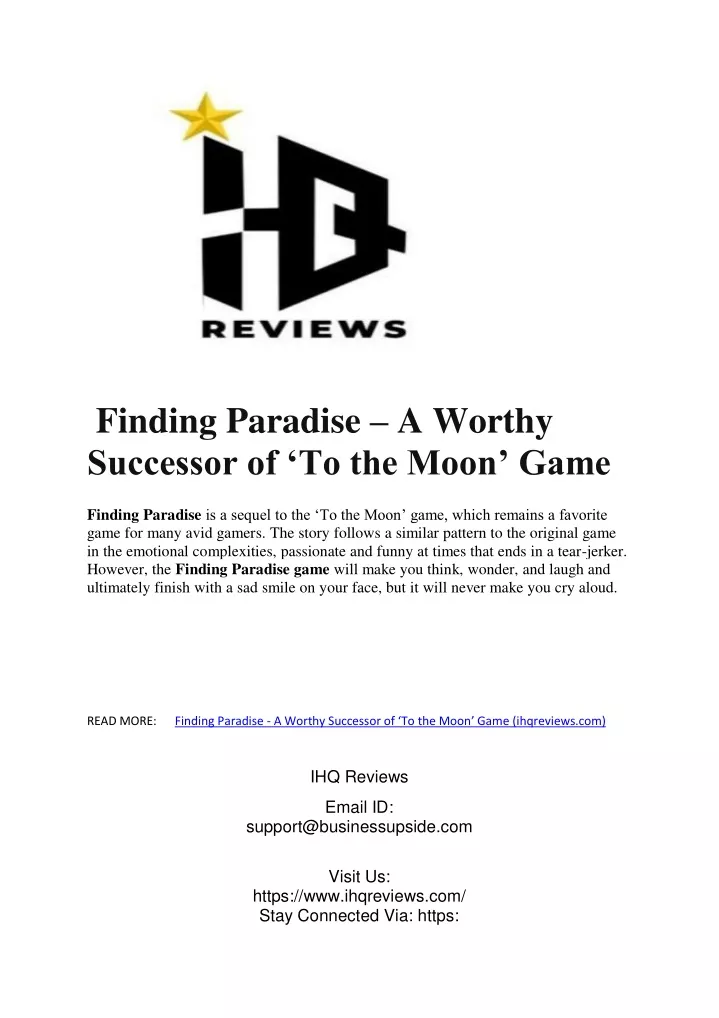 finding paradise a worthy successor