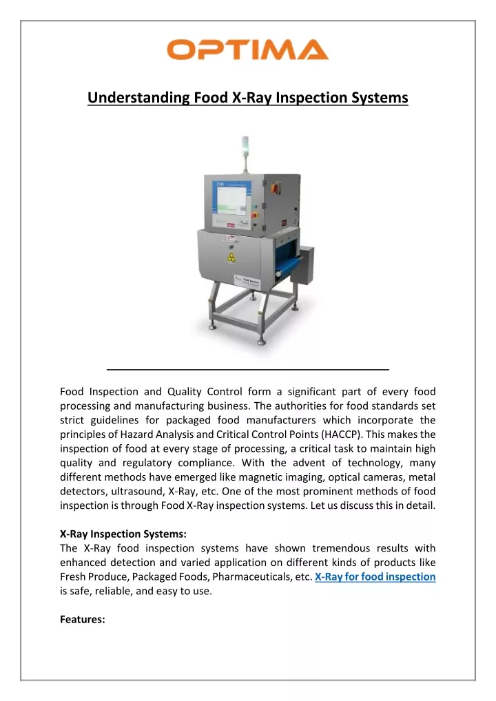 understanding food x ray inspection systems