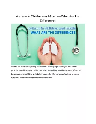 Asthma in Children and Adults—What Are the Differences