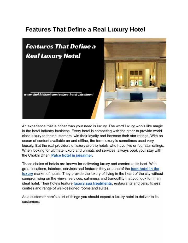 features that define a real luxury hotel