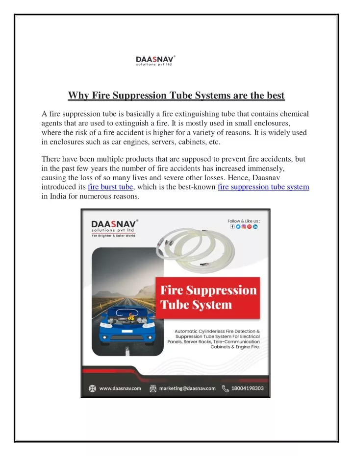 why fire suppression tube systems are the best