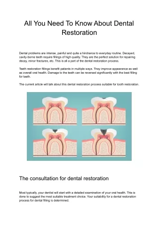 All You Need To Know About Dental Restoration