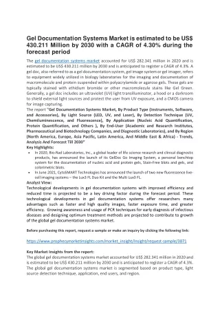 gel documentation systems market is estimated