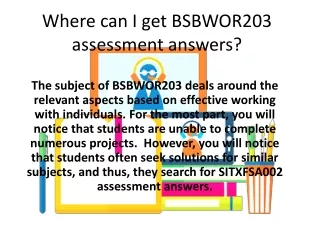 Where can I get BSBWOR203 assessment answers?