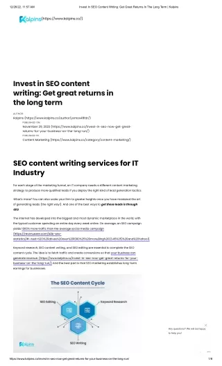 Invest In SEO Content Writing | Kalpins