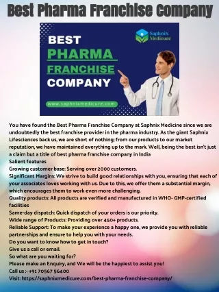 best pharma franchise company