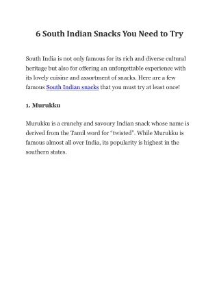 6 south indian snacks you need to try