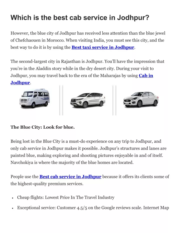 which is the best cab service in jodhpur