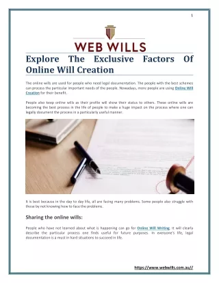 Explore The Exclusive Factors Of Online Will Creation
