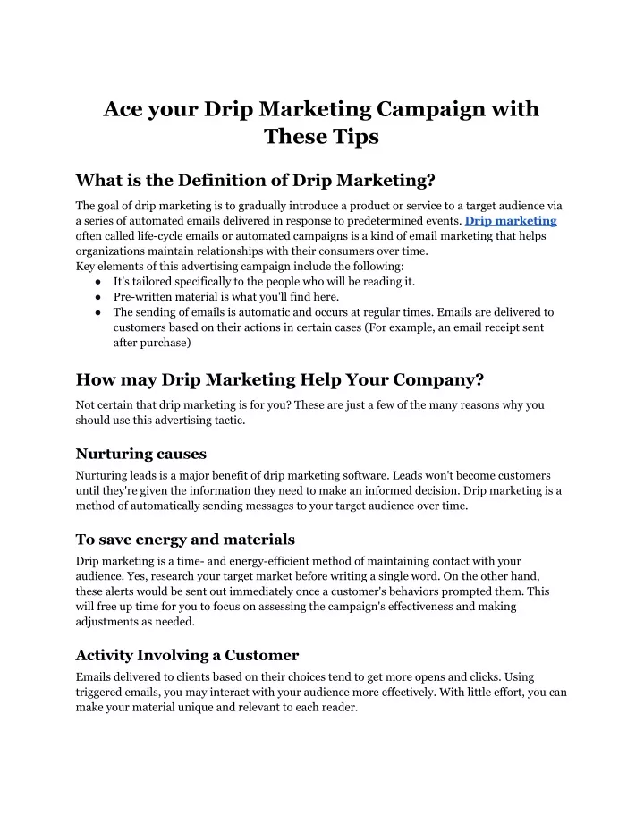 ace your drip marketing campaign with these tips