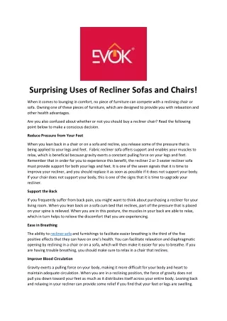 Surprising Uses of Recliner Sofas and Chairs!