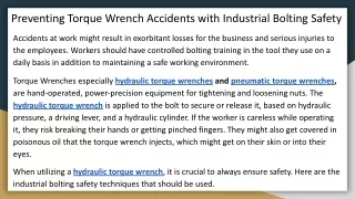 Preventing Torque Wrench Accidents with Industrial Bolting Safety