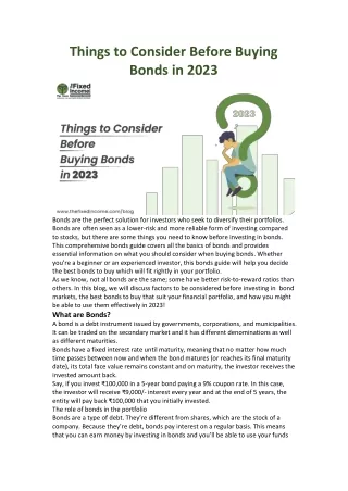 things to consider before buying bonds in 2023