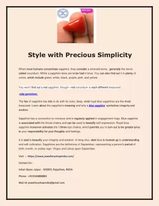 Style with Precious Simplicity