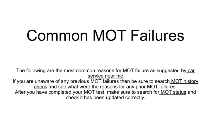 common mot failures