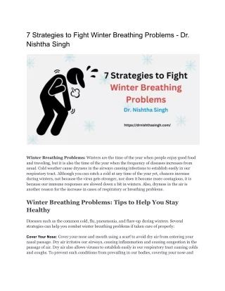 7 Strategies to Fight Winter Breathing Problems - Dr Nishtha Singh