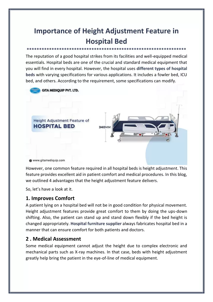 importance of height adjustment feature