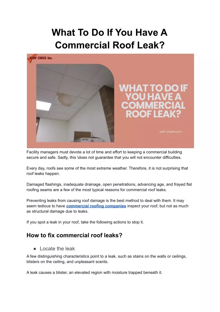 what to do if you have a commercial roof leak