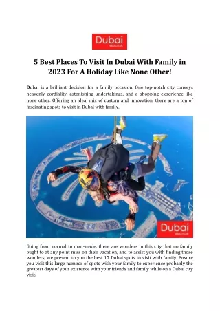 5 Best Places To Visit In Dubai With Family