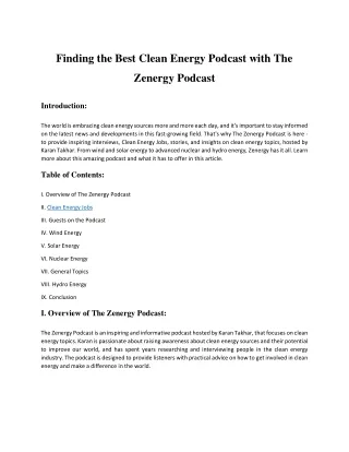Finding the Best Clean Energy Podcast with The Zenergy Podcast