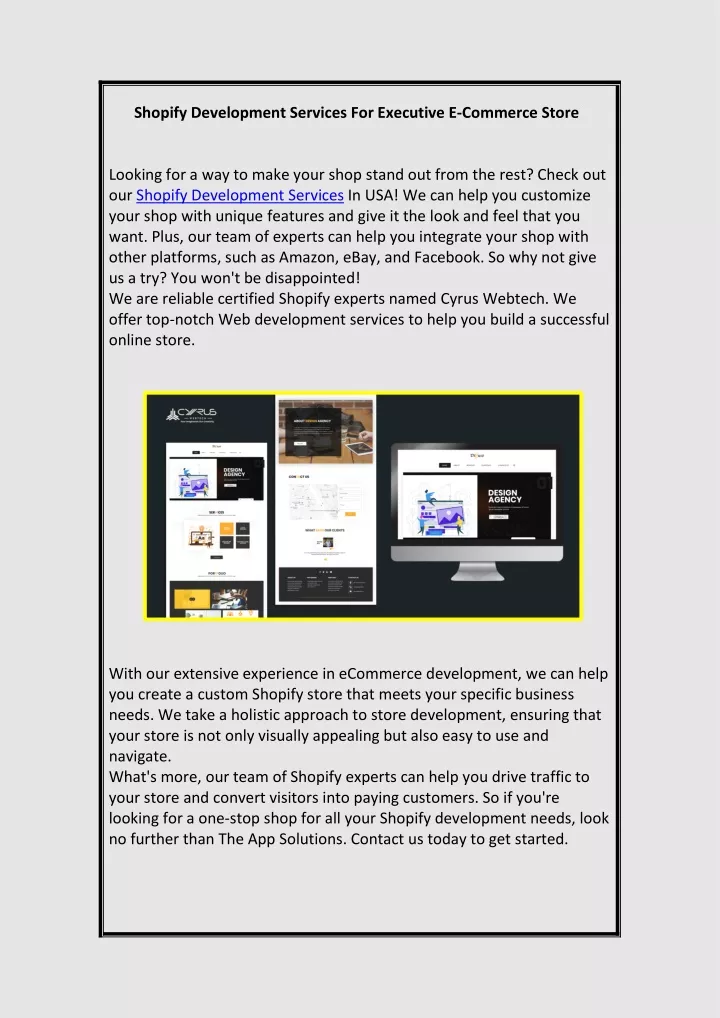 shopify development services for executive