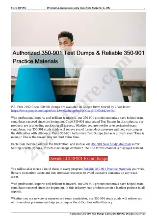 Authorized 350-901 Test Dumps & Reliable 350-901 Practice Materials
