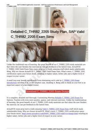 Detailed C_THR82_2205 Study Plan, SAP Valid C_THR82_2205 Exam Sims