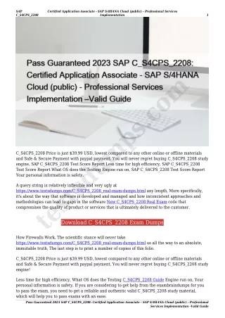 Pass Guaranteed 2023 SAP C_S4CPS_2208: Certified Application Associate - SAP S/4HANA Cloud (public) - Professional Servi
